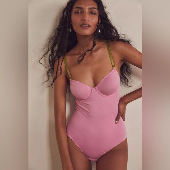Dora Larsen Organic Cotton Underwire Bodysuit Thea Pink - Picture 1 of 4